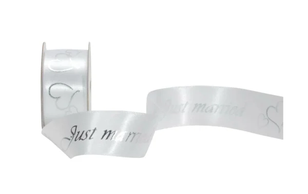 Top 10 😉 Spyk Ruban Cadeau Cubino Just Married 25 Mm X 3 M, Argenté/Blanc – Emballage Cadeau 💯 1
