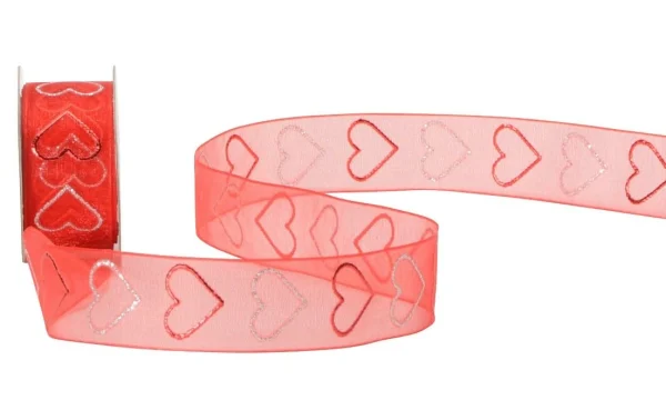 Meilleure affaire 👍 Spyk Ruban Cadeau Cubino Sentimenti 25 Mm X 3 M, Rouge/Argenté – Emballage Cadeau 🎁 1