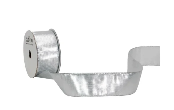 Vente flash 👏 Spyk Ruban Cadeau Monte Carlo 25 Mm X 4 M, Argenté – Emballage Cadeau ✨ 1