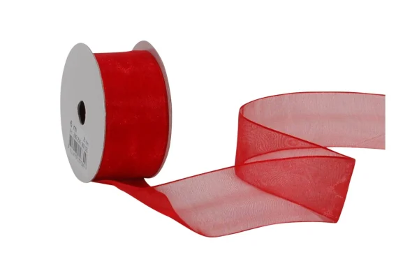 Bon marché 😍 Spyk Ruban Cadeau Organsa 25 Mm X 6 M, Rouge – Emballage Cadeau ❤️ 1