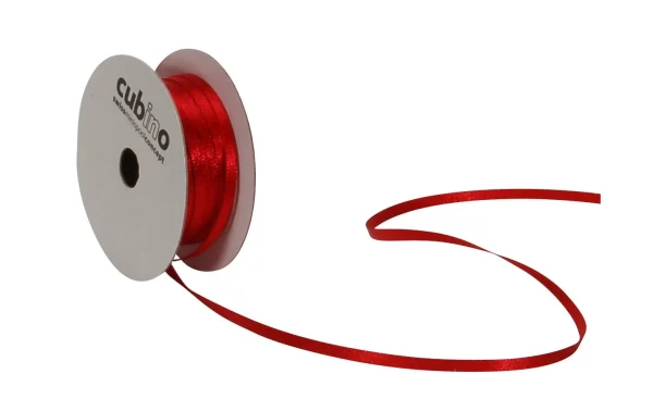 Sortie 🧨 Spyk Ruban Cadeau Satin 3 Mm X 8 M, Rouge – Emballage Cadeau 🔔 1