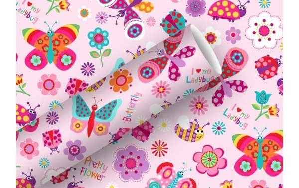 Sortie ⌛ Braun + Company Papier Cadeau Flying Friends 70 Cm X 2 M, Rose – Emballage Cadeau 👏 1