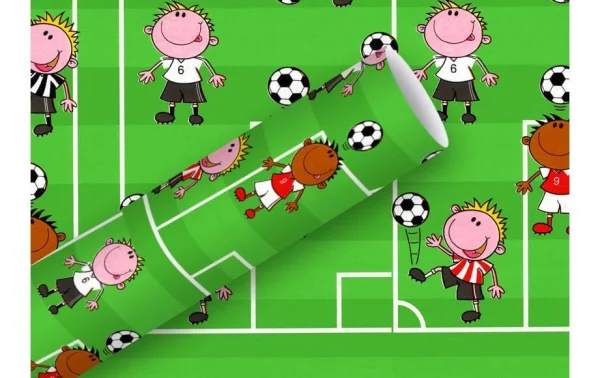 Sortie 🛒 Braun + Company Papier Cadeau Football 70 Cm X 2 M, 80 G/m², Multicolore – Emballage Cadeau 🥰 1