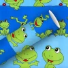 De gros 🔥 Braun + Company Papier Cadeau Froggy Bleu/Vert – Emballage Cadeau 🎉 5