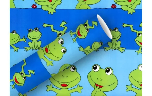 De gros 🔥 Braun + Company Papier Cadeau Froggy Bleu/Vert – Emballage Cadeau 🎉 1