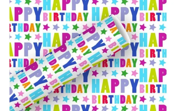 Meilleur prix ⌛ Braun + Company Papier Cadeau Happy 🥳 Birthday Stars – Emballage Cadeau 😉 1