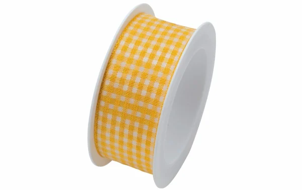 Promo ✨ Braun + Company Ruban Cadeau Vichy 25 Mm X 2 M, Jaune – Emballage Cadeau 🥰 1