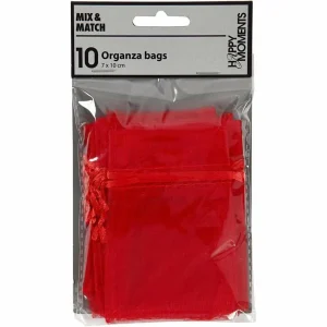 Promo 👍 Creativ Company Sac En Organza Organza 7 X 10 Cm 10 Pièces, Rouge – Emballage Cadeau 🧨 9