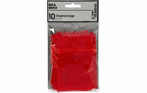 Promo 👍 Creativ Company Sac En Organza Organza 7 X 10 Cm 10 Pièces, Rouge – Emballage Cadeau 🧨 4