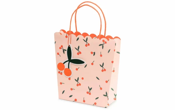 Nouveau 🎉 Partydeco Sac Cadeau Cerises 22 X 23 X 8 Cm, Rose – Emballage Cadeau 😍 1