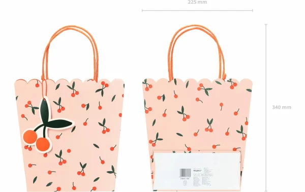 Nouveau 🎉 Partydeco Sac Cadeau Cerises 22 X 23 X 8 Cm, Rose – Emballage Cadeau 😍 3