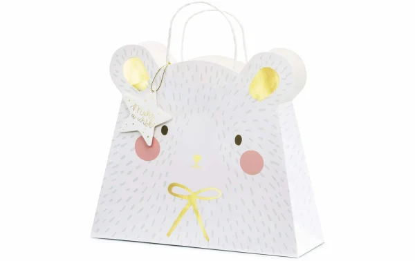 Offres 👏 Partydeco Sac Cadeau Ours Polaire 31,5 X 27 X 10 Cm, Blanc – Emballage Cadeau 😍 1