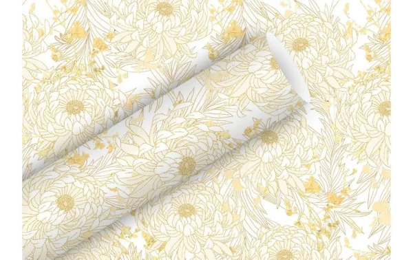 De gros 🤩 Braun + Company Papier Cadeau Coco 70 Cm X 1.5 M, Or/blanc – Emballage Cadeau 👏 1