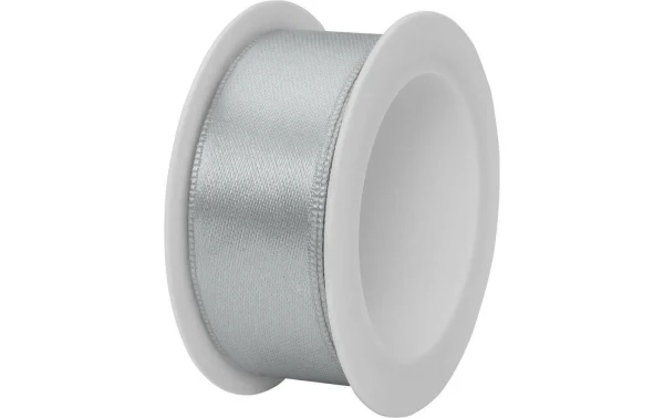Promo 👍 Stewo Ruban Cadeau Double Satin 25 Mm X 3 M, Argenté – Emballage Cadeau 🥰 1