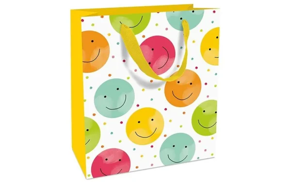 Coupon 🔥 Braun + Company Sac Cadeau Happy Smileys 26 X 36 X 13 Cm, Multicolore – Emballage Cadeau 🧨 1