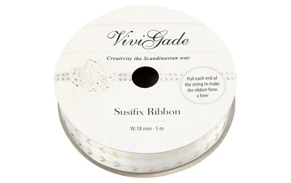 Vente flash ✨ Creativ Company Ruban Cadeau Susifix 5 M Blanc, Coeurs – Emballage Cadeau 👍 3