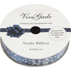 Vente flash 😀 Creativ Company Ruban Cadeau Susifix 5 M Bleu, Points – Emballage Cadeau 😉 9