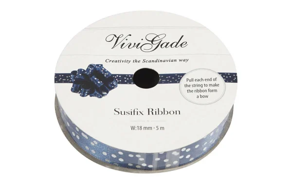 Vente flash 😀 Creativ Company Ruban Cadeau Susifix 5 M Bleu, Points – Emballage Cadeau 😉 4