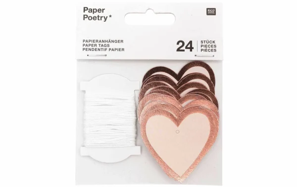 Budget 🛒 Rico Design Étiquette Pour Cadeau Coeur 24 Pièce/s, Rose – Emballage Cadeau 🎁 1