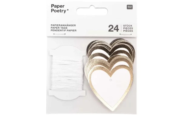 Remise ⭐ Rico Design Étiquette Pour Cadeau Coeur 24 Pièce/s, Doré – Emballage Cadeau 🎁 1