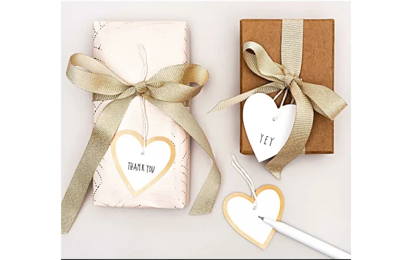 Remise ⭐ Rico Design Étiquette Pour Cadeau Coeur 24 Pièce/s, Doré – Emballage Cadeau 🎁 4