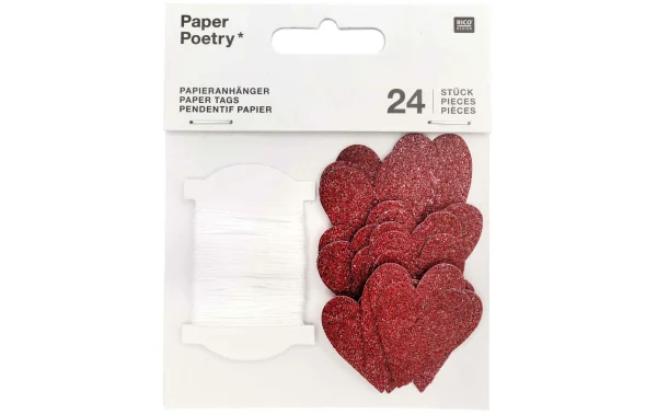 Bon marché 🧨 Rico Design Étiquette Pour Cadeau Coeur Glitter, 24 Pièce/s, Rouge – Emballage Cadeau 😀 1